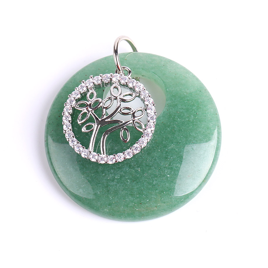 Pendentif en Aventurine verte "Développement & Épanouissement" - Arbre de vie