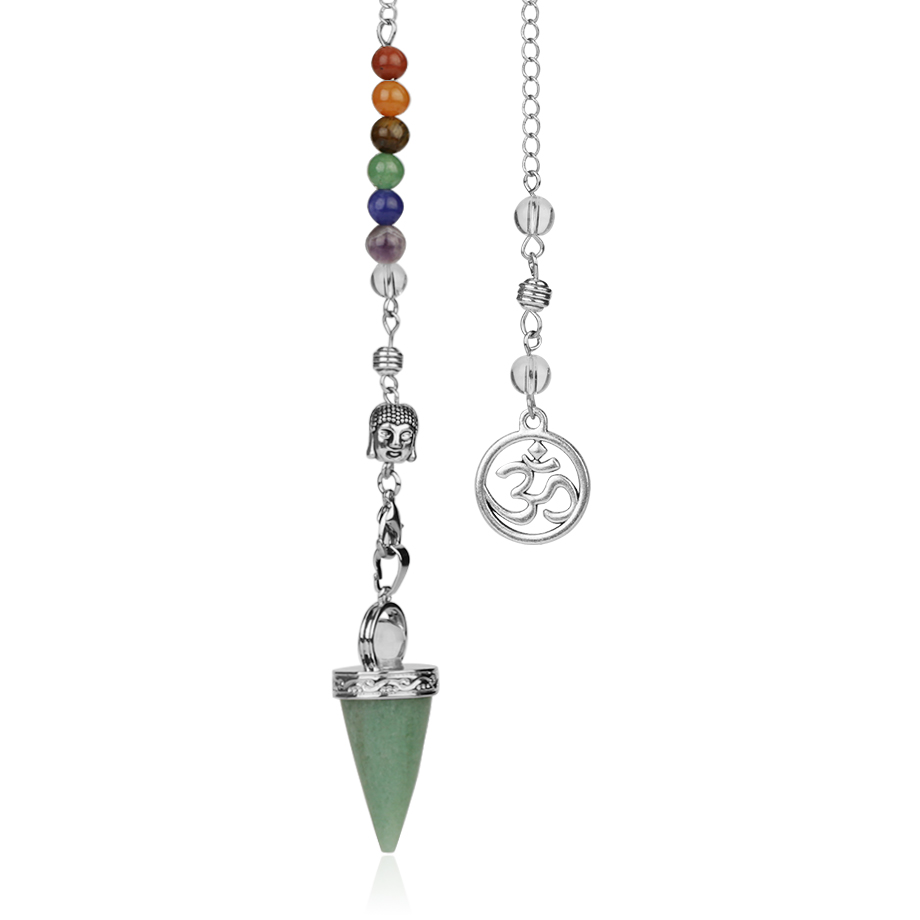 Pendule Sept Chakras en Aventurine verte "Développement & Épanouissement" - Om