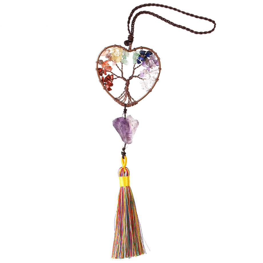 Charme Sept Chakras en Améthyste "Force & Sagesse" - Arbre de vie