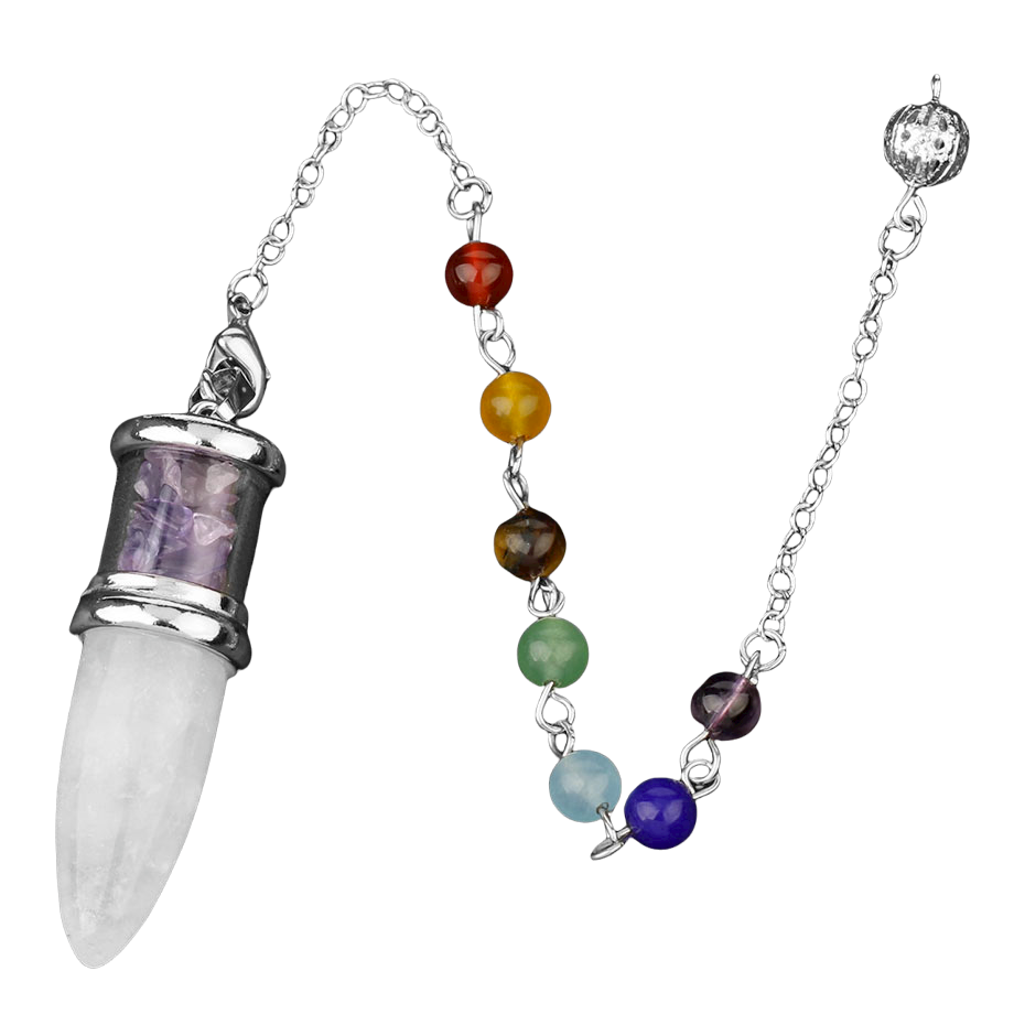 Pendule Sept Chakras en Améthyste "Force & Sagesse"