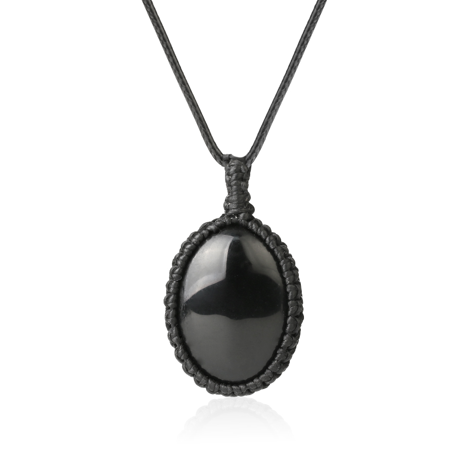 Cordon et son Pendentif en Obsidienne "Protection & Réconfort" - Cabochon