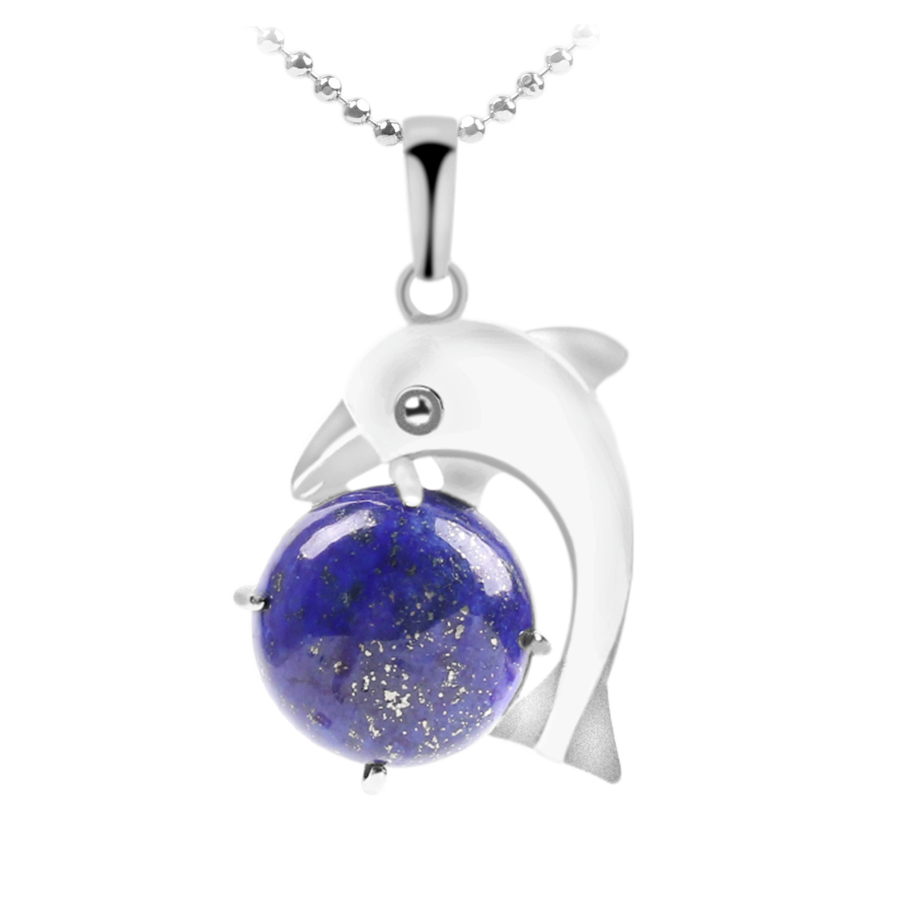 Chaîne et son Pendentif Reiki en Lapis-Lazuli "Santé & Harmonie" - Dauphin
