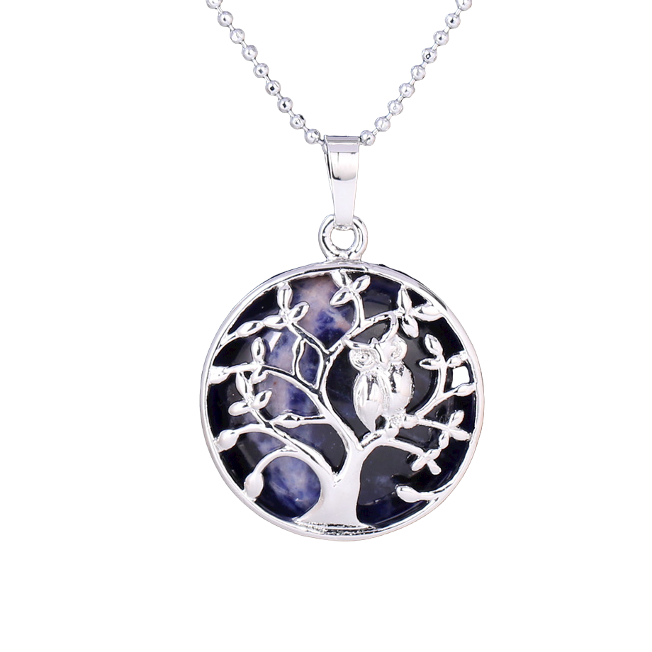 Chaîne et son Pendentif en Sodalite "Humilité & Courage" - Arbre de vie