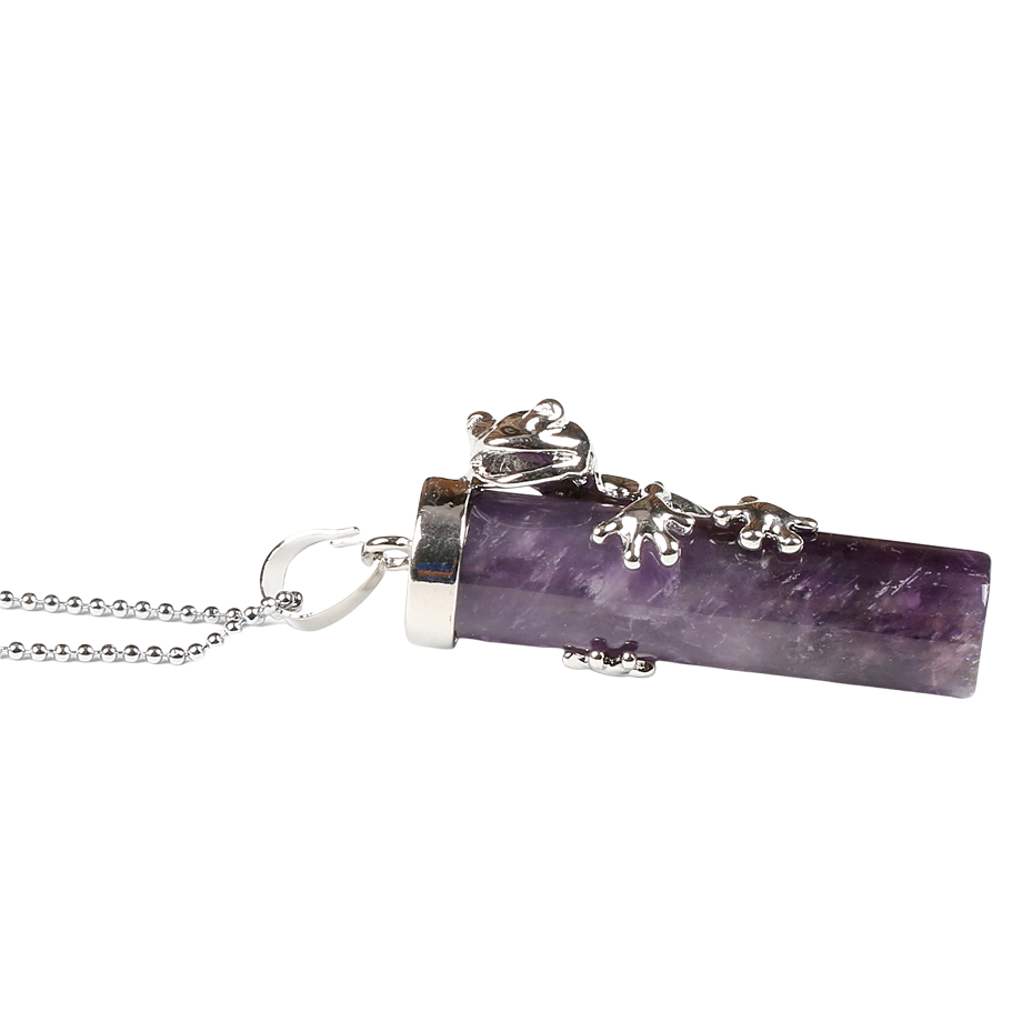 Chaîne et son Pendentif en Améthyste "Force & Sagesse" - Grenouille