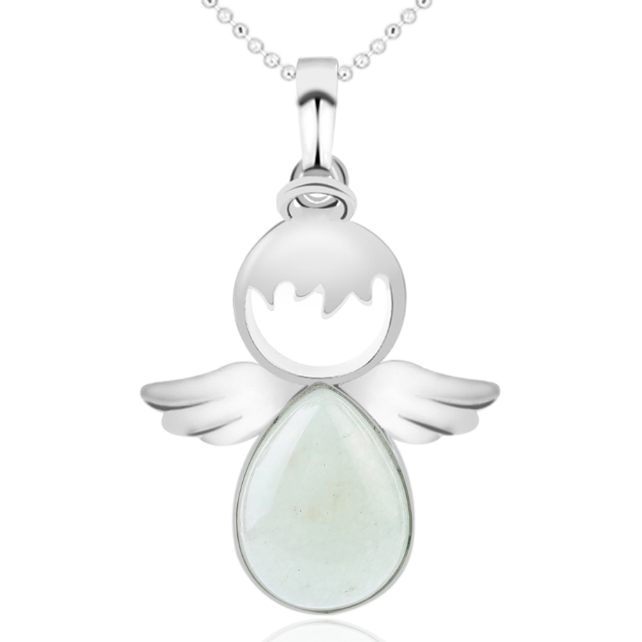 Chaîne et son Pendentif en Aventurine verte "Développement & Épanouissement" - Ange
