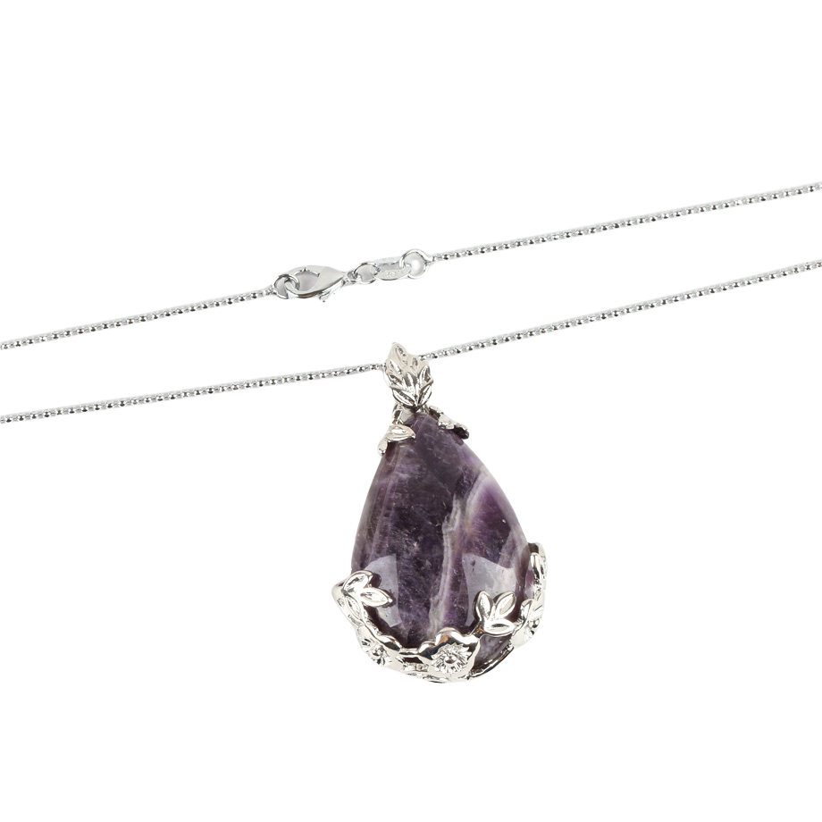 Chaîne et son Pendentif Reiki en Améthyste "Force & Sagesse" - Goutte