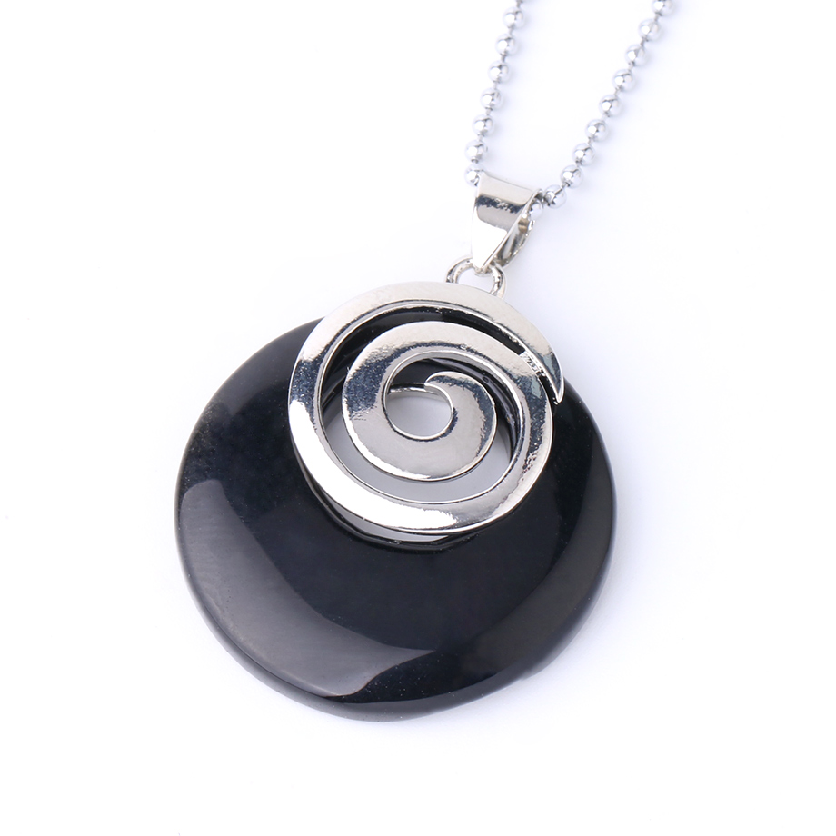 Chaîne et son Pendentif Reiki en Agate noire "Persévérance & Protection"