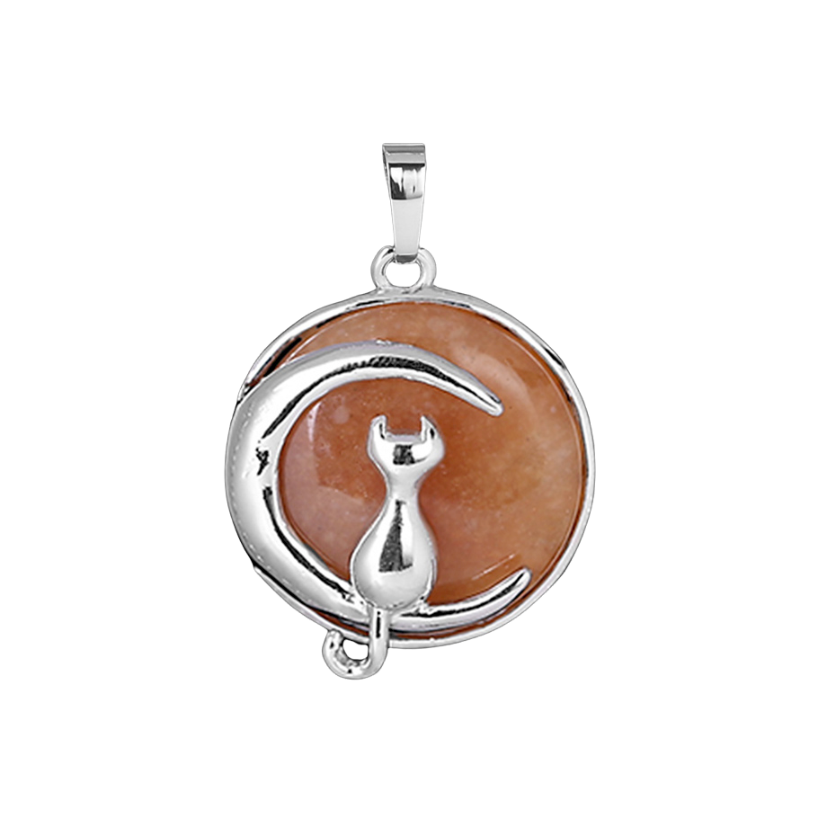 Pendentif Porte Bonheur en Jade "Tempérance & Tolérance" - Chat au clair de lune