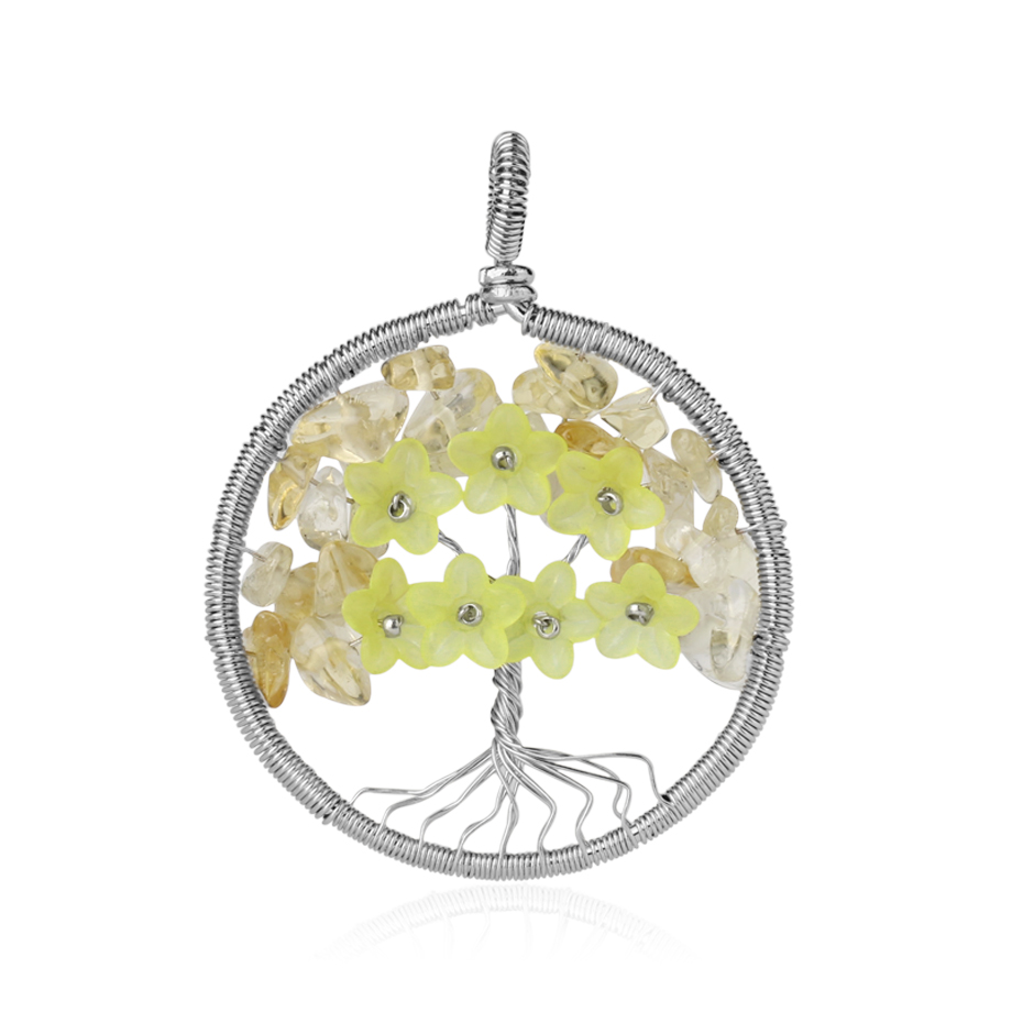 Pendentif Reiki en Citrine "Joie & Abondance" - Arbre de vie