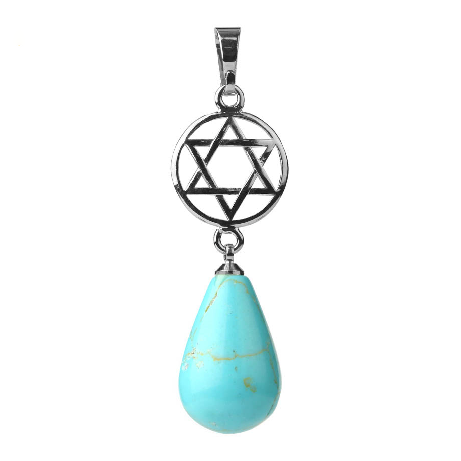 Pendentif en Turquoise "Stabilité & Empathie" - Goutte étoilé