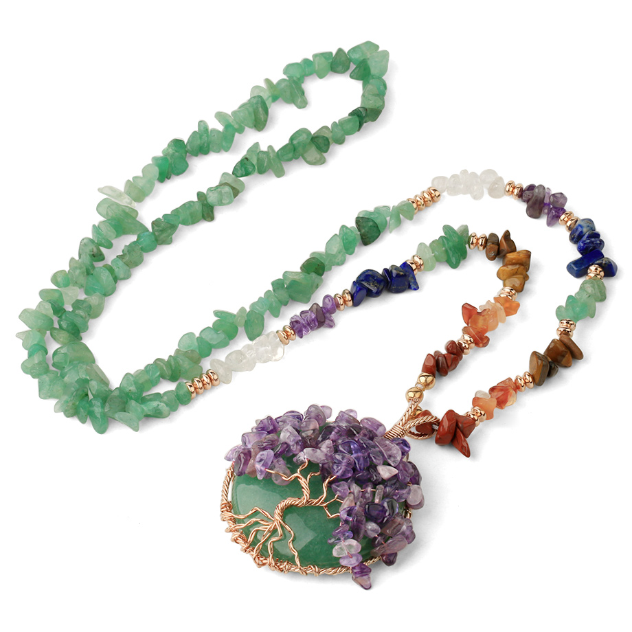 Cordon et son Pendentif Reiki en Aventurine verte "Développement & Épanouissement" - Arbre de vie