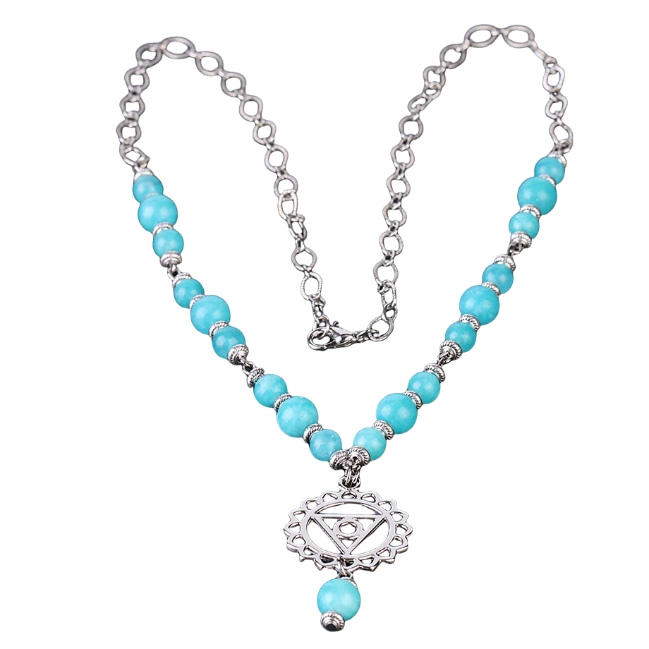 Chaîne et son Pendentif en Amazonite "Paix & Courage"