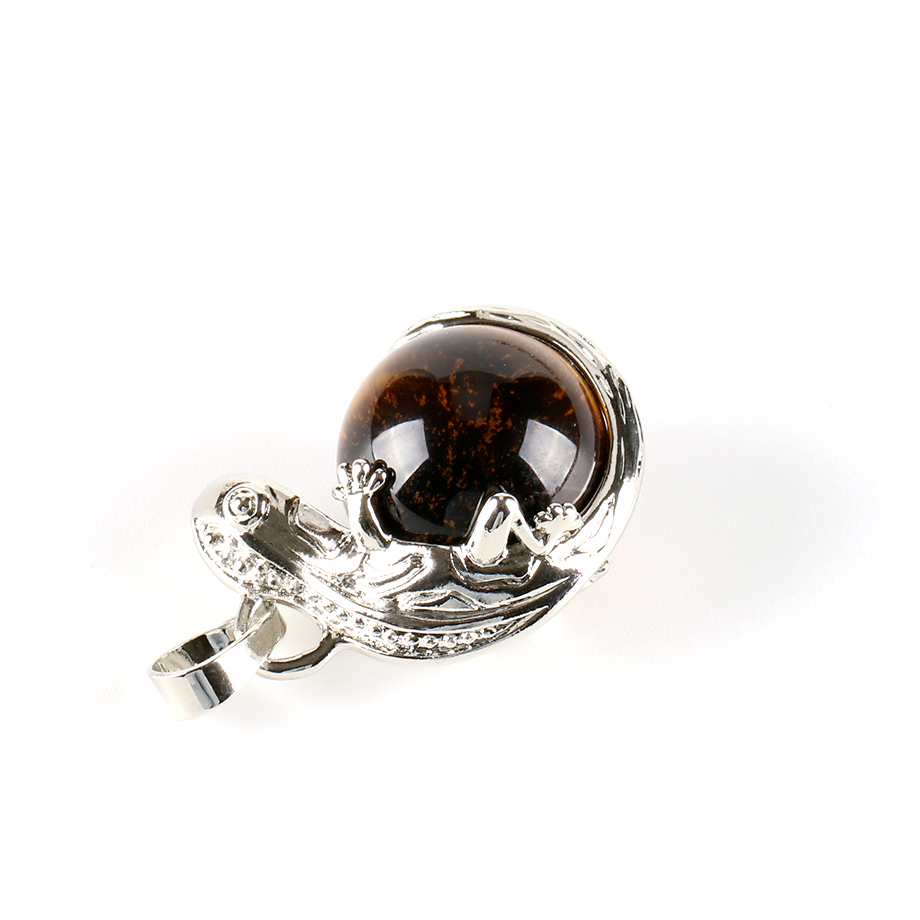 Pendentif en Oeil de tigre "Courage & Audace" - Gecko