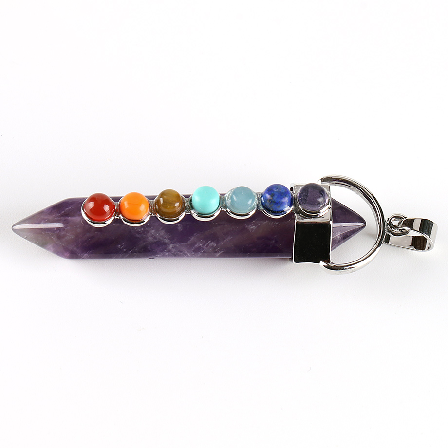 Pendentif Sept Chakras en Améthyste "Force & Sagesse" - Prisme