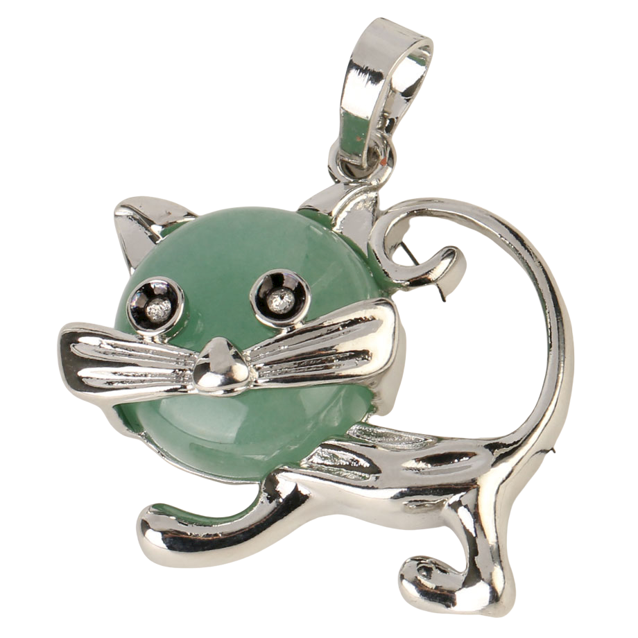 Pendentif Guérison en Aventurine verte "Développement & Épanouissement" - Chat