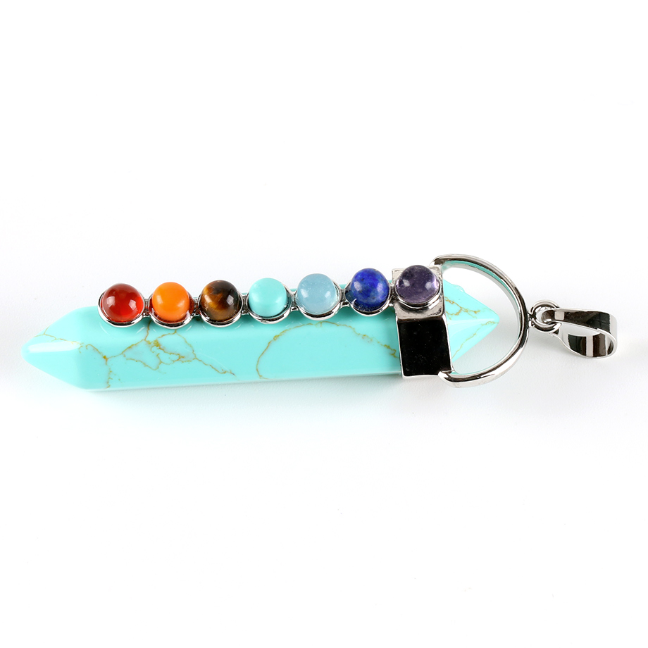 Pendentif Sept Chakras en Turquoise "Stabilité & Empathie" - Prisme