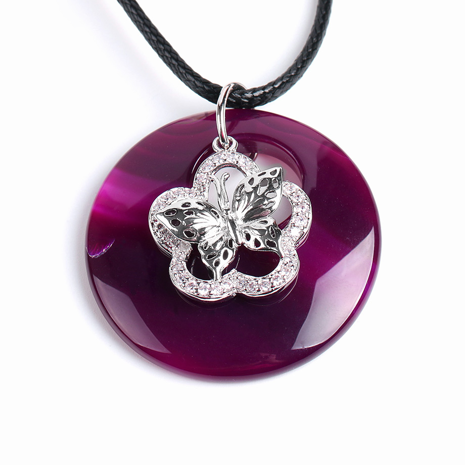 Cordon et son Pendentif Guérison en Agate "Ancrage & Equilibre" - Papillon