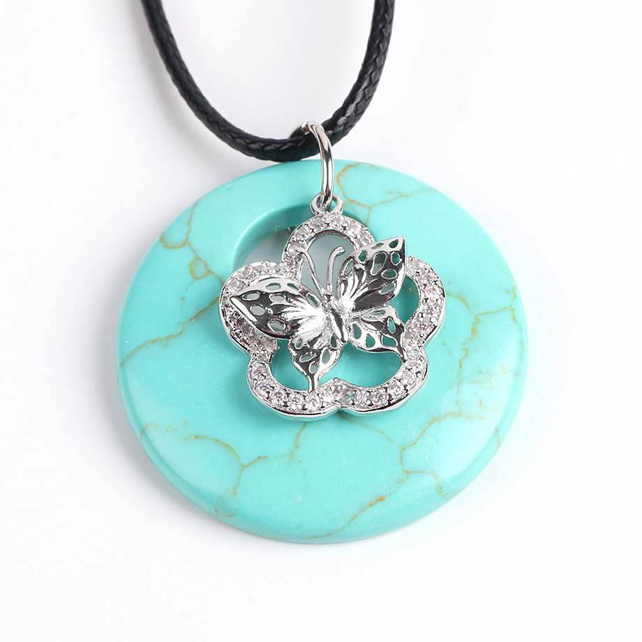 Cordon et son Pendentif Guérison en Turquoise "Stabilité & Empathie" - Papillon