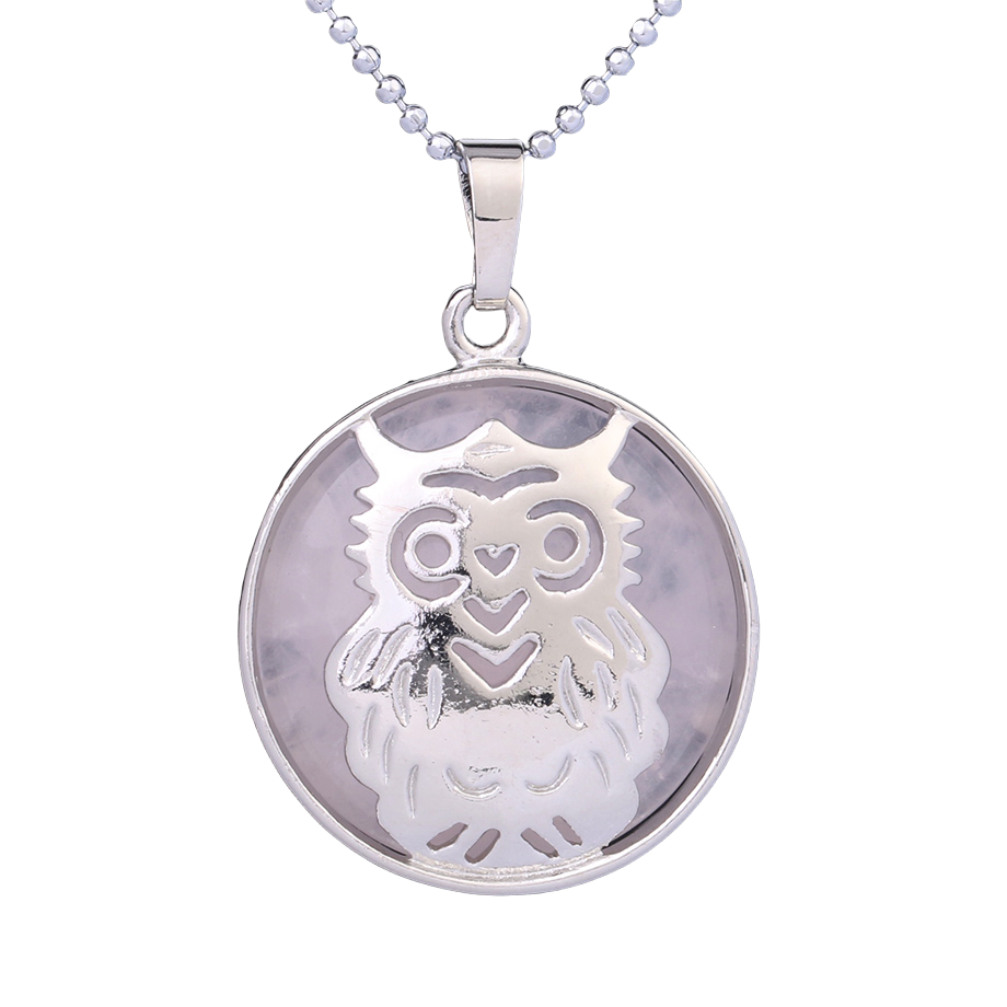 Chaîne et son Pendentif Reiki en Quartz rose "Amour & Confiance en soi" - Chouette