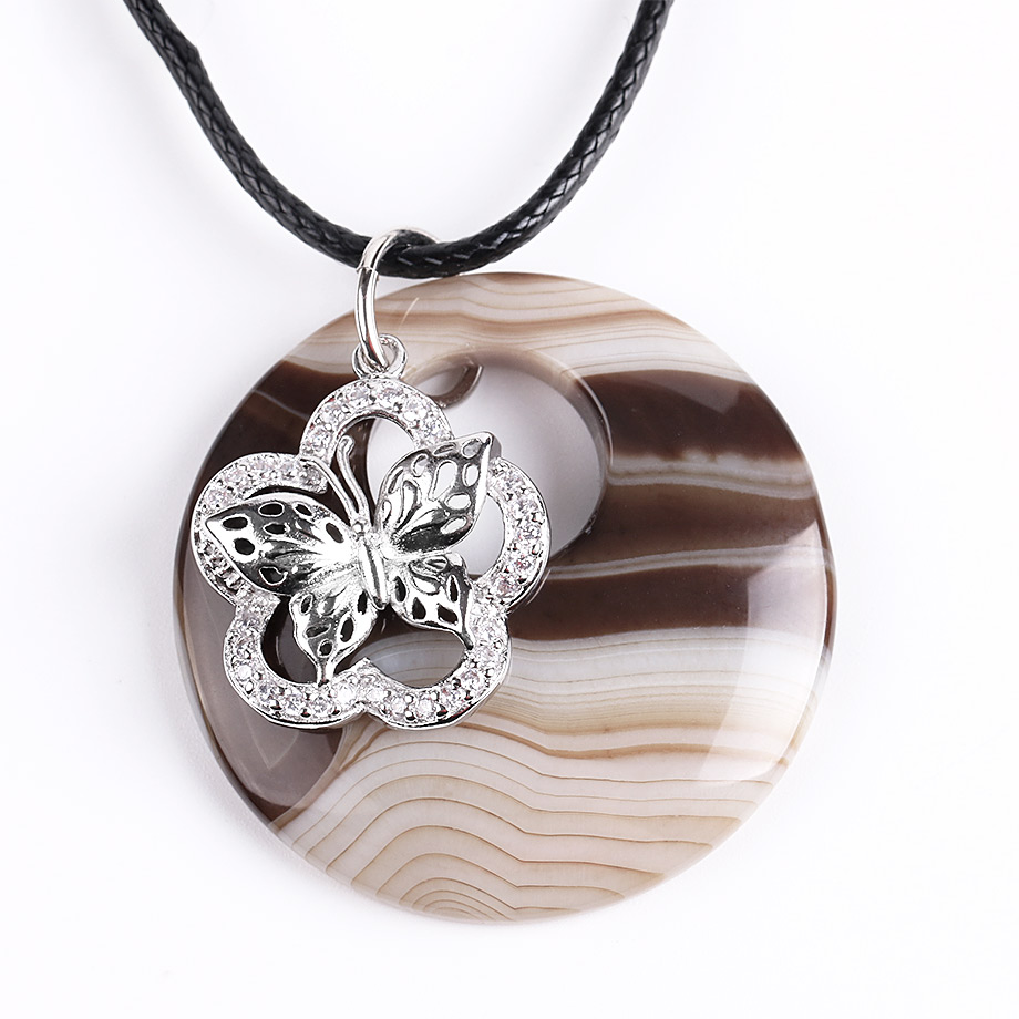 Cordon et son Pendentif Guérison en Agate "Ancrage & Equilibre" - Papillon