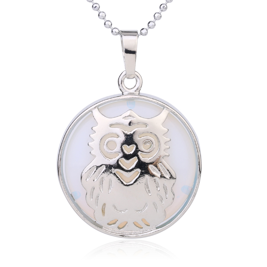 Chaîne et son Pendentif Reiki en Opale "Créativité & Spontanéité" - Chouette