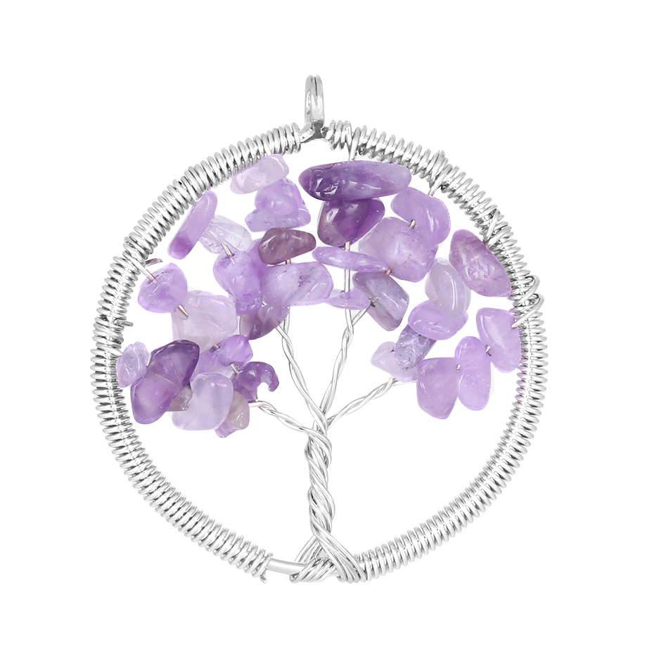 Pendentif Guérison en Améthyste "Force & Sagesse" - Arbre de vie