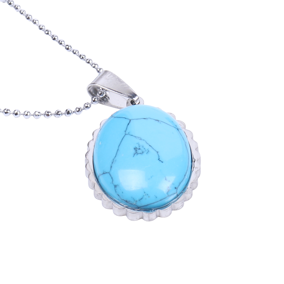 Chaîne et son Pendentif Reiki en Turquoise "Stabilité & Empathie" - Cabochon