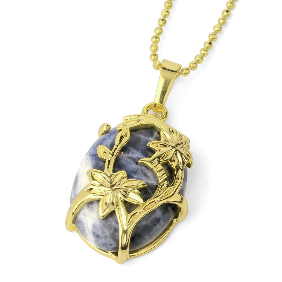 Chaîne et son Pendentif Reiki en Sodalite "Humilité & Courage" - Cabochon