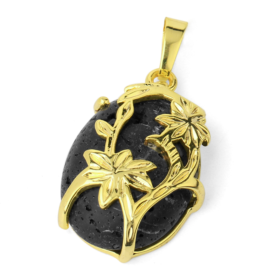 Pendentif Guérison en Pierre de lave "Ancrage & Stabilité" - Cabochon