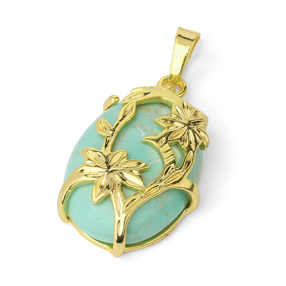 Pendentif Guérison en Turquoise "Stabilité & Empathie" - Cabochon