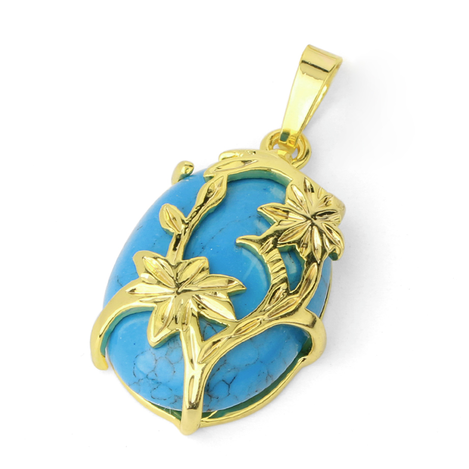 Pendentif Guérison en Turquoise "Stabilité & Empathie" - Cabochon