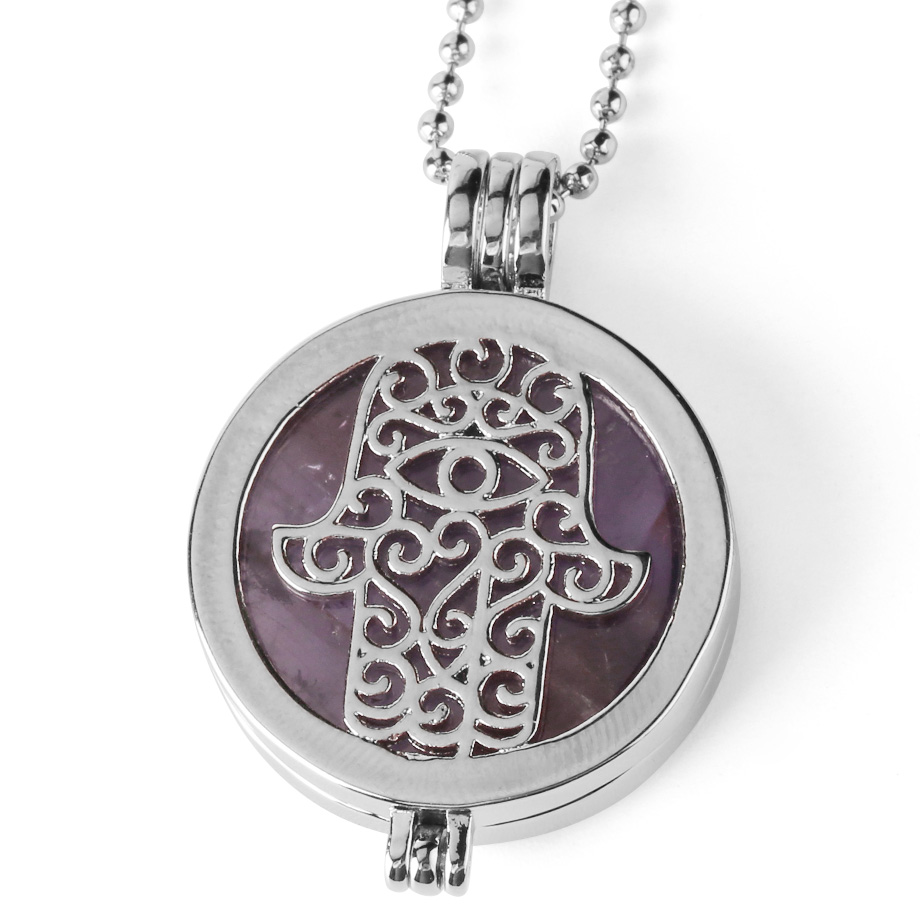 Chaîne et son Pendentif Guérison en Améthyste "Force & Sagesse" - Main de Fatma