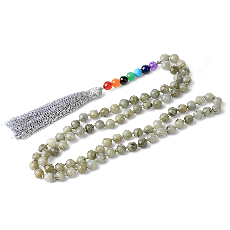 Collier Sept Chakras en Labradorite "Protection & Développement" - Houppe