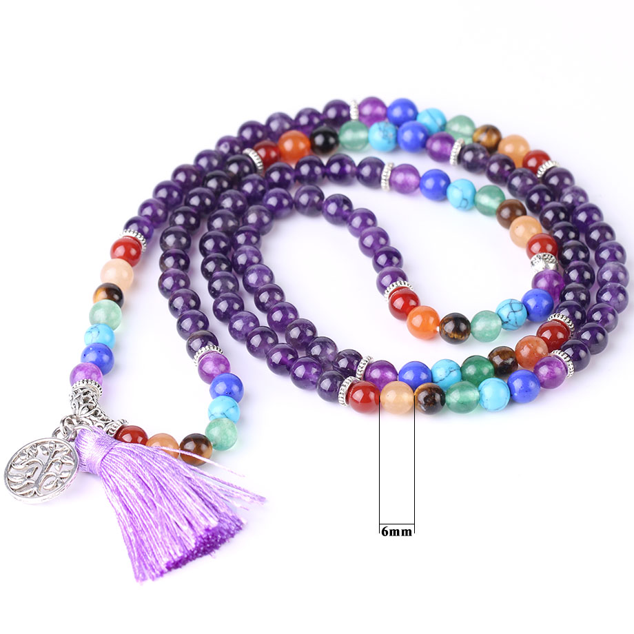 Collier Sept Chakras en Améthyste "Force & Sagesse"