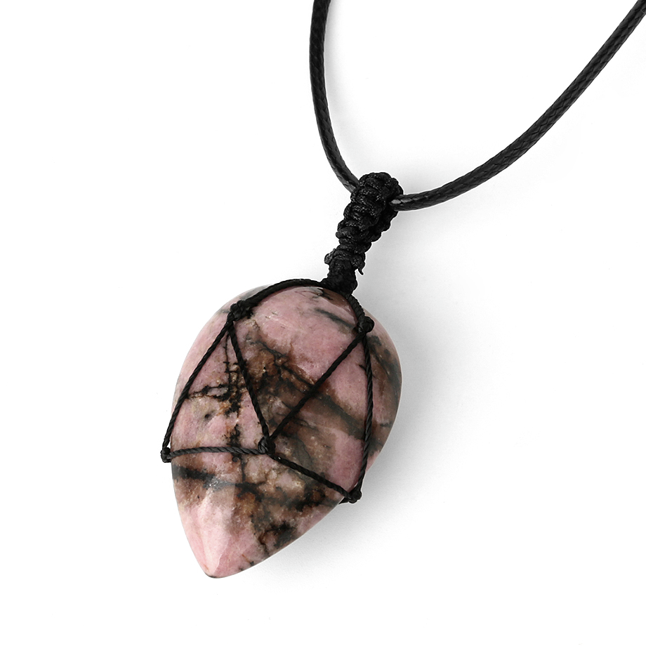 Cordon et son Pendentif Reiki en Rhodonite "Amour & Bienveillance" - Larme