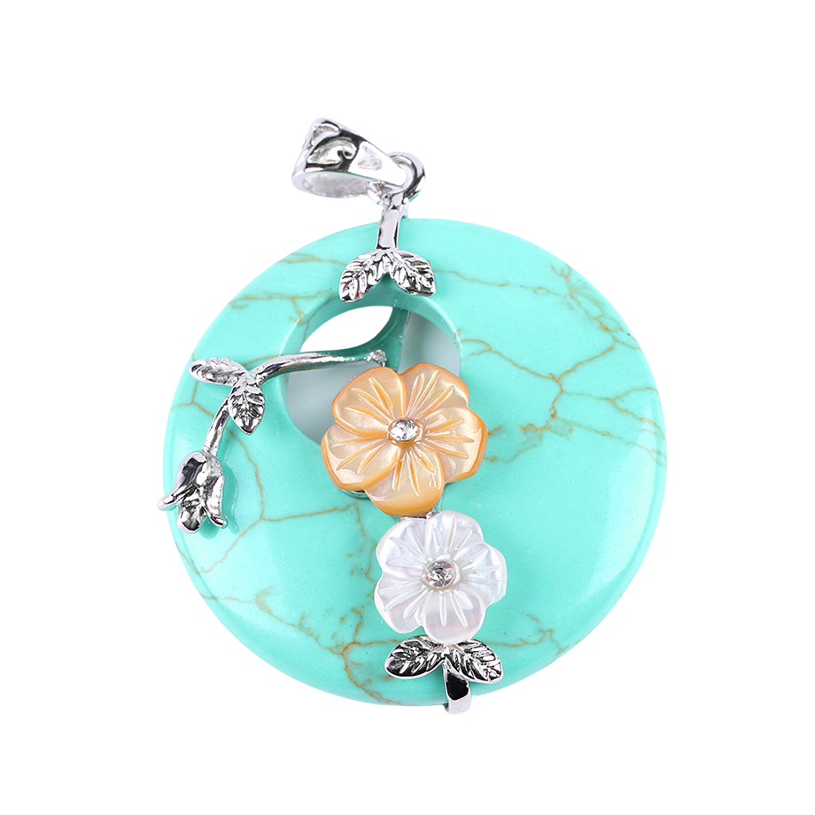 Pendentif en Turquoise "Stabilité & Empathie" - Fleur