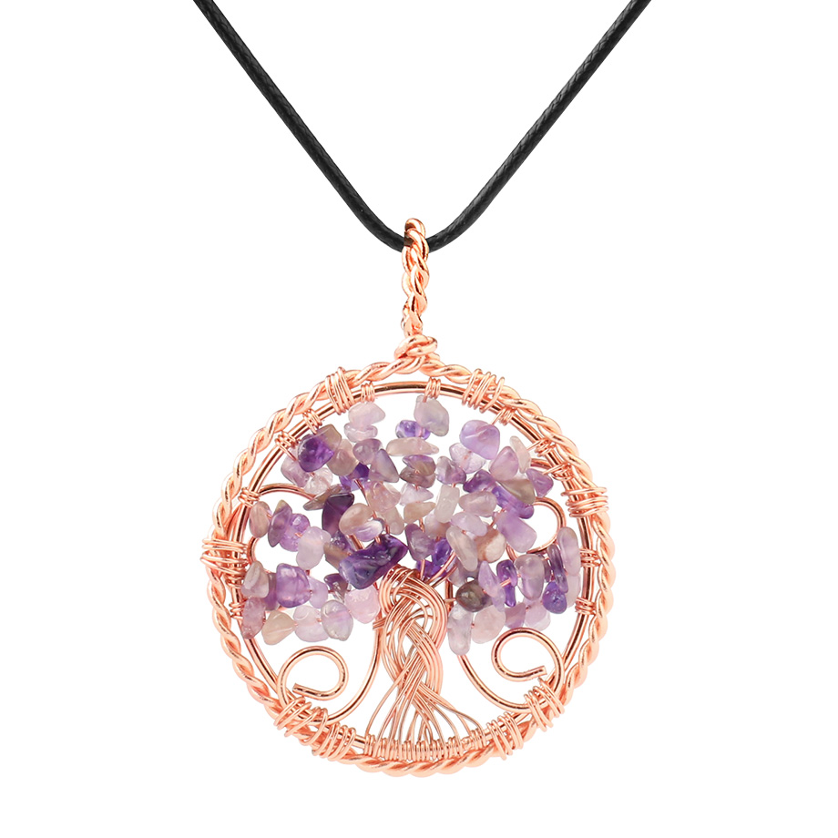 Cordon et son Pendentif Reiki en Améthyste "Force & Sagesse" - Arbre de vie