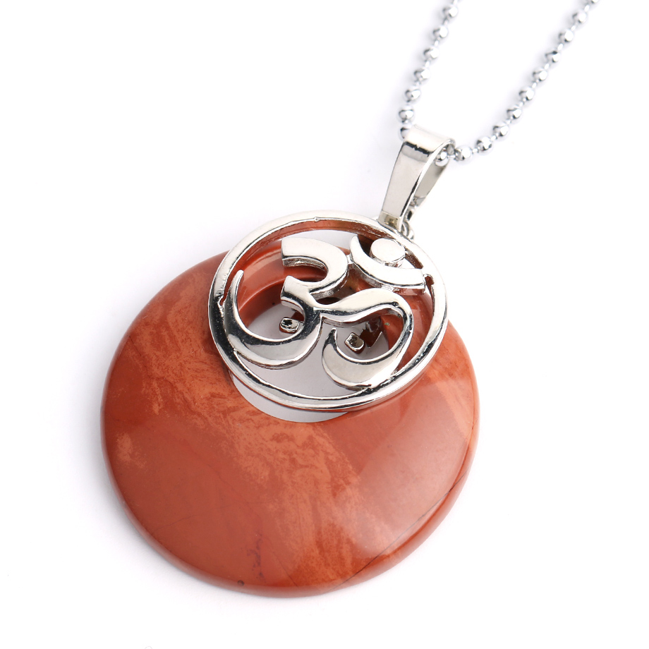 Chaîne et son Pendentif Guérison en Jaspe rouge "Force & Spiritualité" - Om