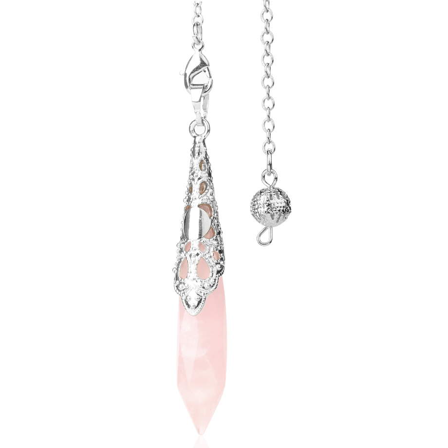 Pendule Reiki en Quartz rose "Amour & Confiance en soi"