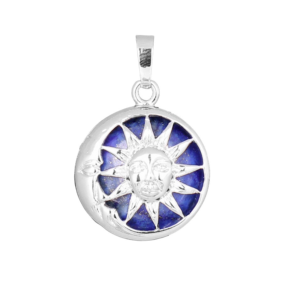 Pendentif en Lapis-Lazuli "Santé & Harmonie" - Soleil & Lune