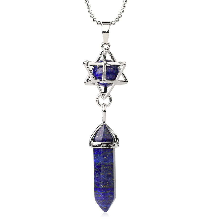 Chaîne et son Pendentif Guérison en Lapis-Lazuli "Santé & Harmonie" - Prisme & Merkaba