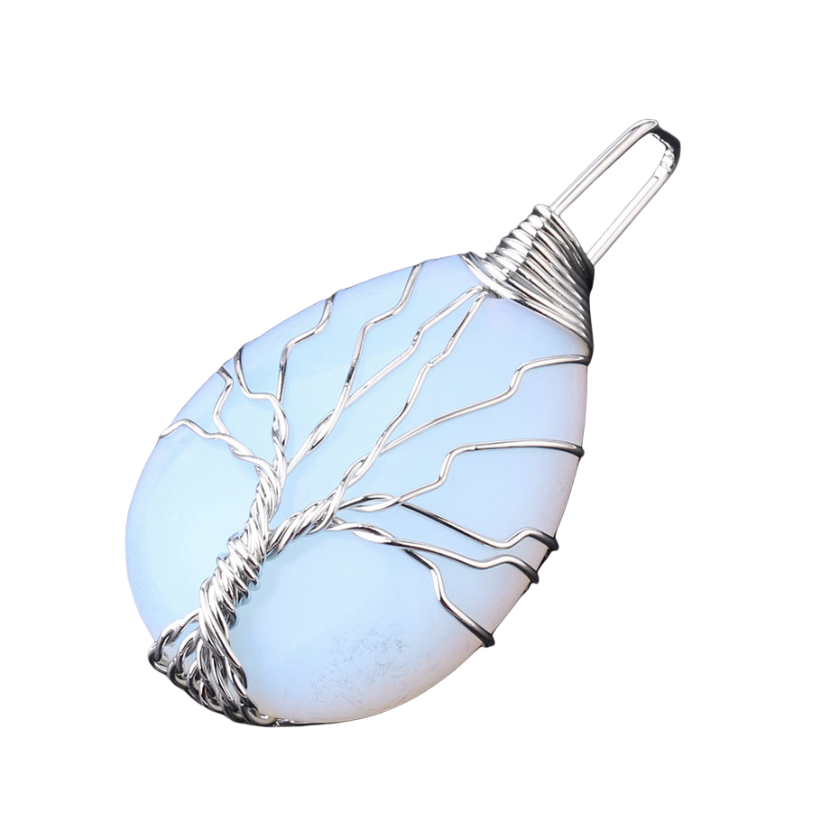 Pendentif Reiki en Opale "Créativité & Spontanéité" - Goutte & Arbre de vie