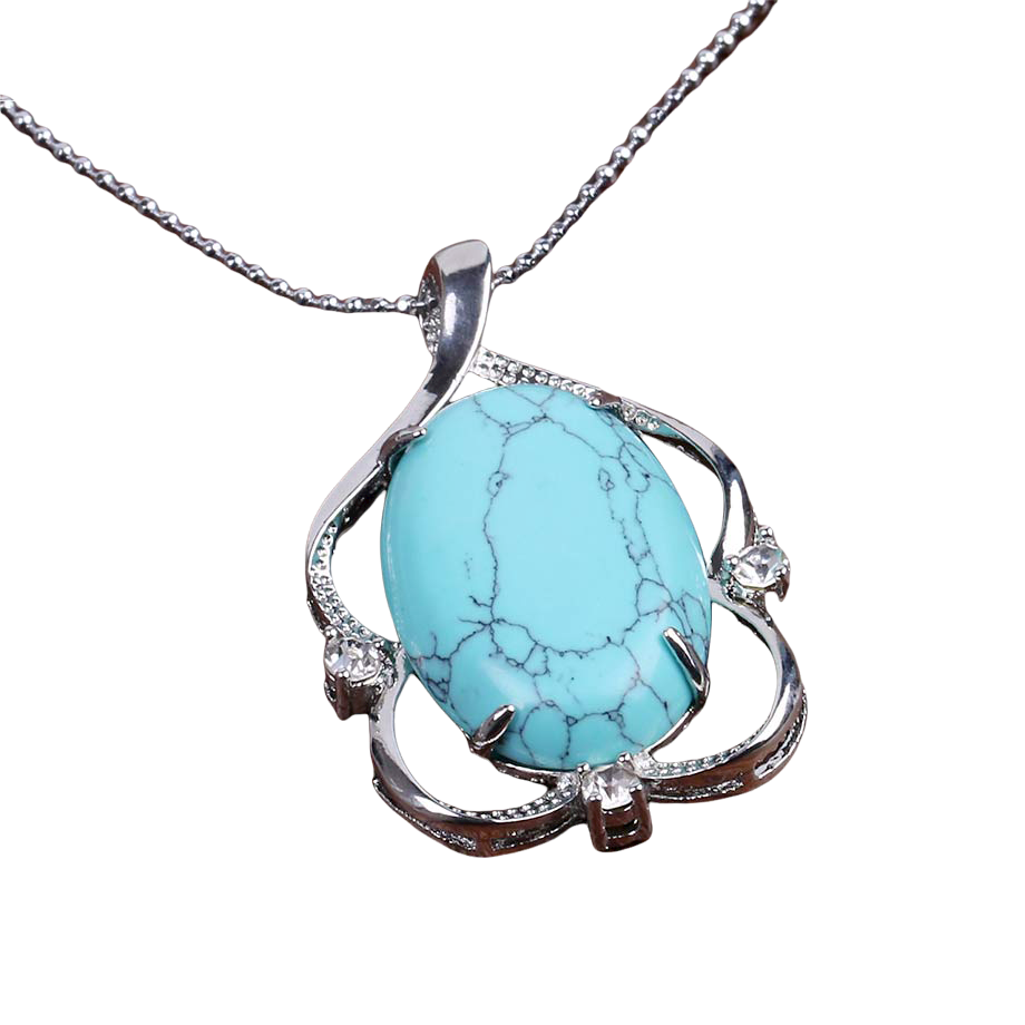 Chaîne et son Pendentif Reiki en Turquoise "Stabilité & Empathie"