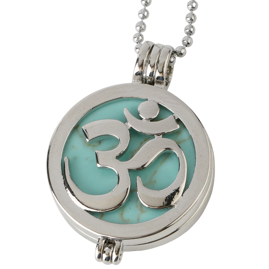 Chaîne et son Pendentif Yoga en Turquoise "Stabilité & Empathie" - Om