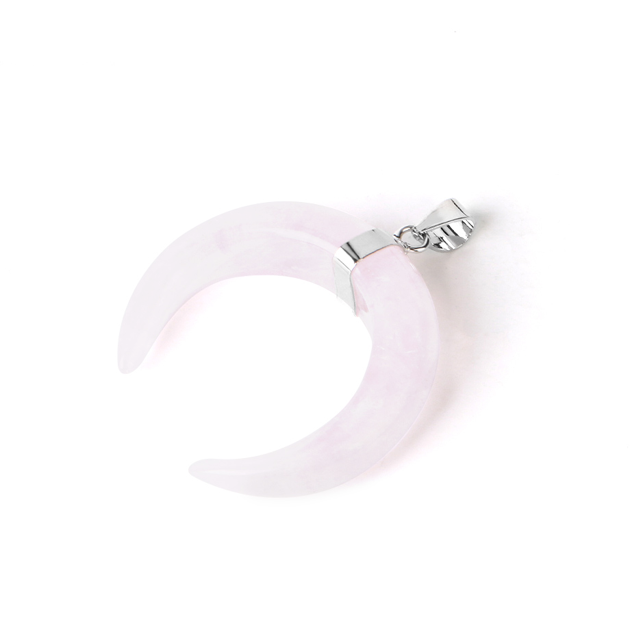 Pendentif Reiki en Quartz rose "Amour & Confiance en soi" - Croissant de lune