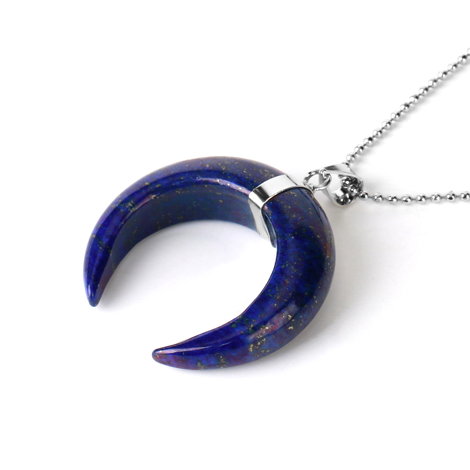 Chaîne et son Pendentif Reiki en Lapis-Lazuli "Santé & Harmonie" - Croissant de lune