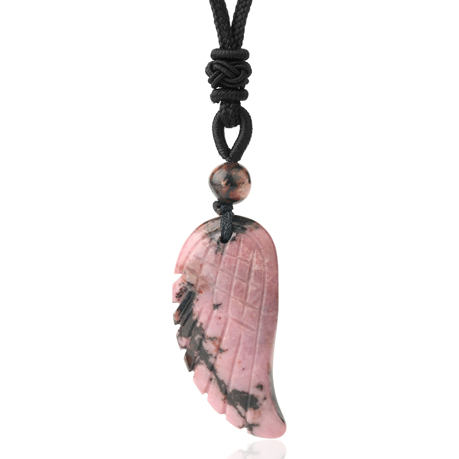Cordon et son Pendentif en Rhodonite "Amour & Bienveillance" - Aile