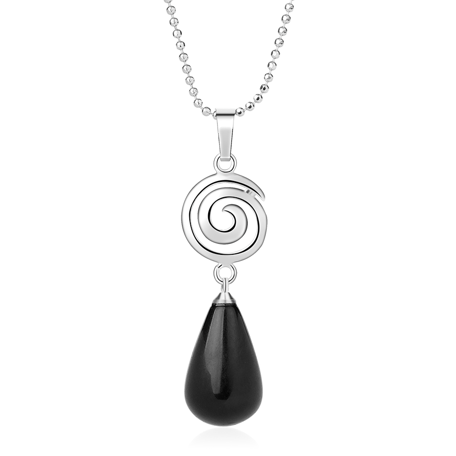 Chaîne et son Pendentif en Obsidienne "Protection & Réconfort" - Goutte