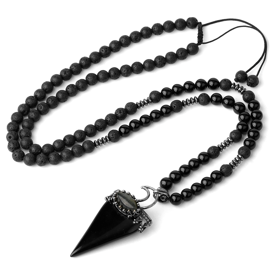 Cordon et son Pendentif en Obsidienne "Protection & Réconfort"