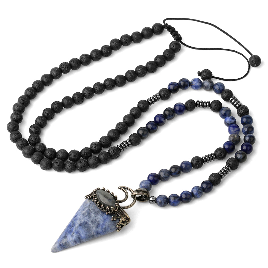 Cordon et son Pendentif en Sodalite "Humilité & Courage"